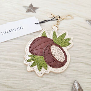 Brahmin X Coco Michele Coco Leather Charm Ivory Sunkissed Crown coconut new NWT